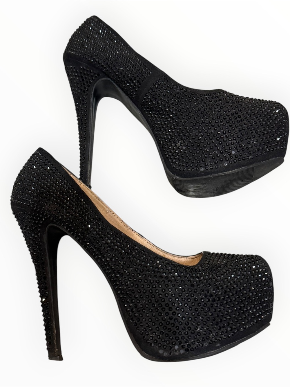 Steve Madden Black Jeweled Platform Stiletto Heels